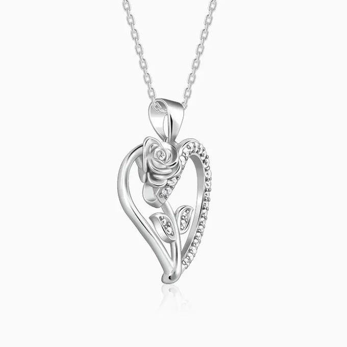 Silver Rooted in Love Pendant With Link Chain