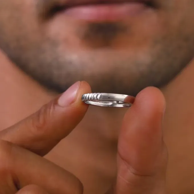 Silver Rope Ring for Him