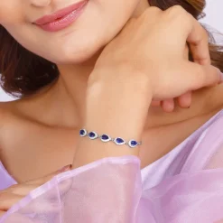 Silver Royal Blue Drop Bracelet