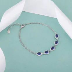 Silver Royal Blue Drop Bracelet