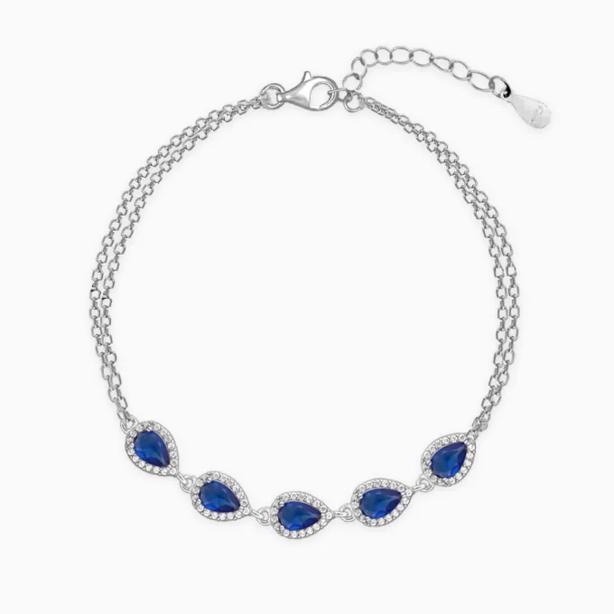 Silver Royal Blue Drop Bracelet