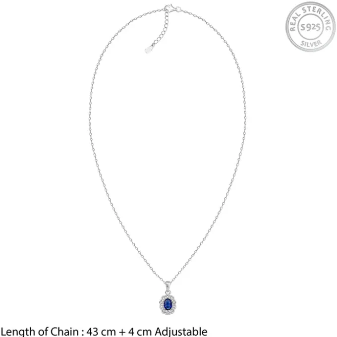 Silver Royal Halo Pendant with Link Chain