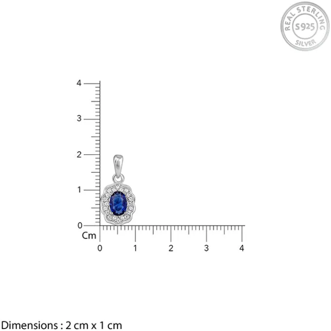Silver Royal Halo Pendant with Link Chain