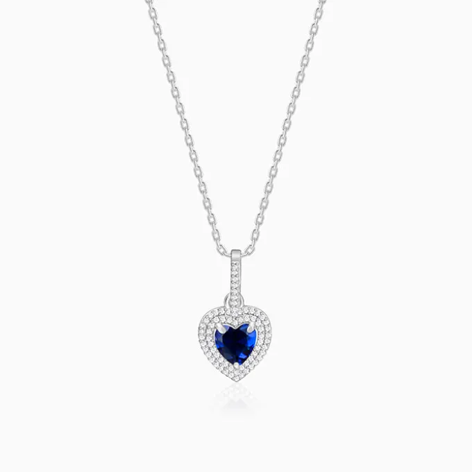 Silver Royal Heart Pendant With Link Chain