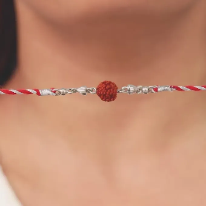Silver Rudraksh Rakhi