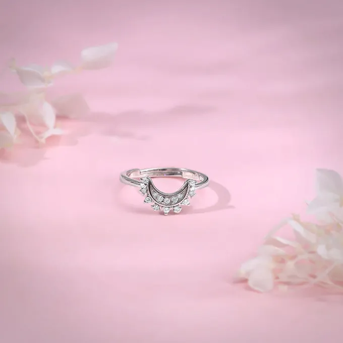 Silver See The Moon Ring