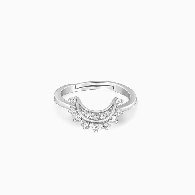 Silver See The Moon Ring