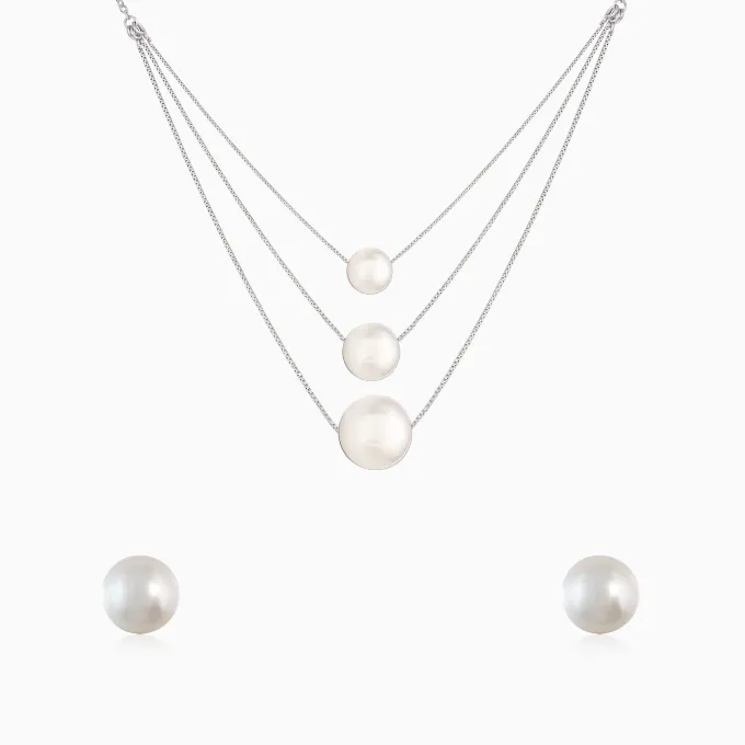 Silver Serene Pearl Set