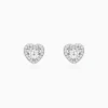 Silver Shimmer Heart Stud Earrings