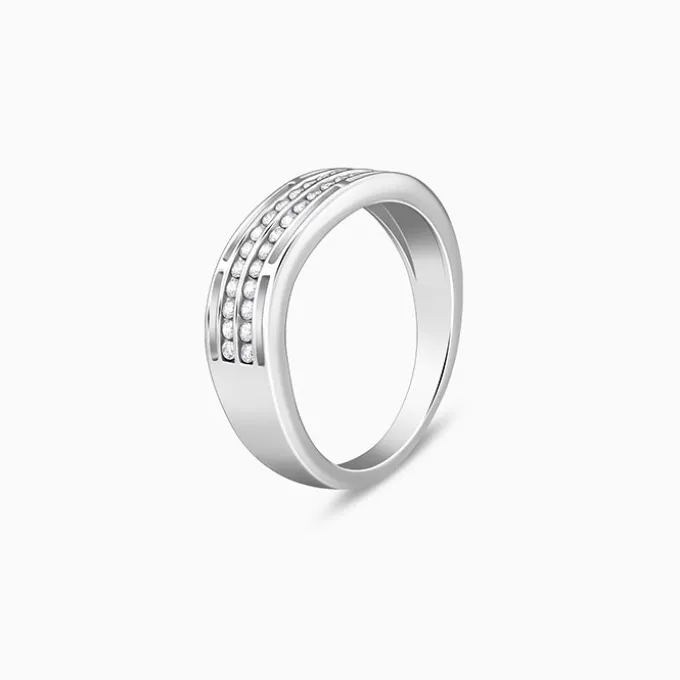 Silver Shimmer Wave Ring For Him