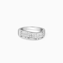 Silver Shimmer Wave Ring For Him