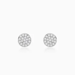 Silver Shimmering Sphere Stud Earrings