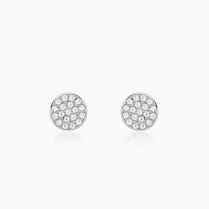 Silver Shimmering Sphere Stud Earrings