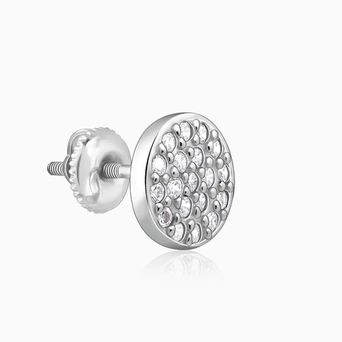 Silver Shimmering Sphere Stud Earrings