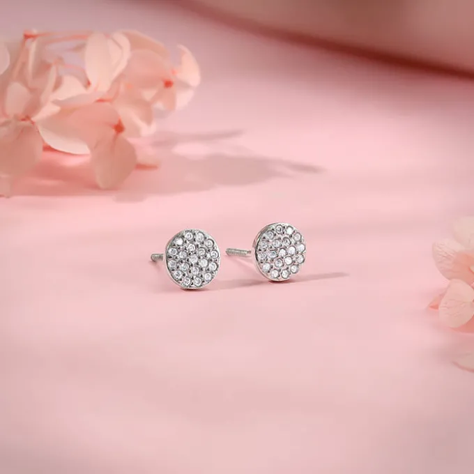 Silver Shimmering Sphere Stud Earrings
