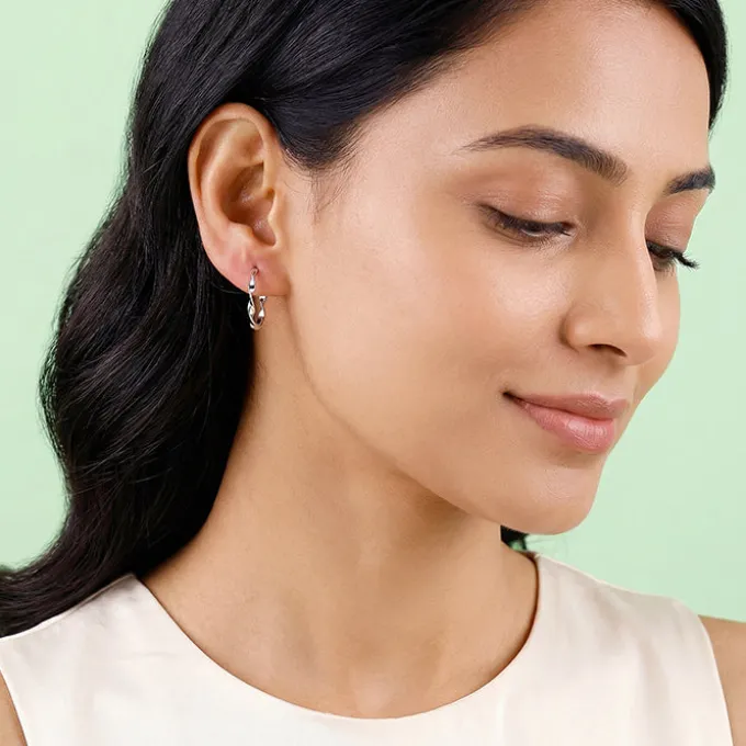 Silver Shine Twisted Hoop Earrings