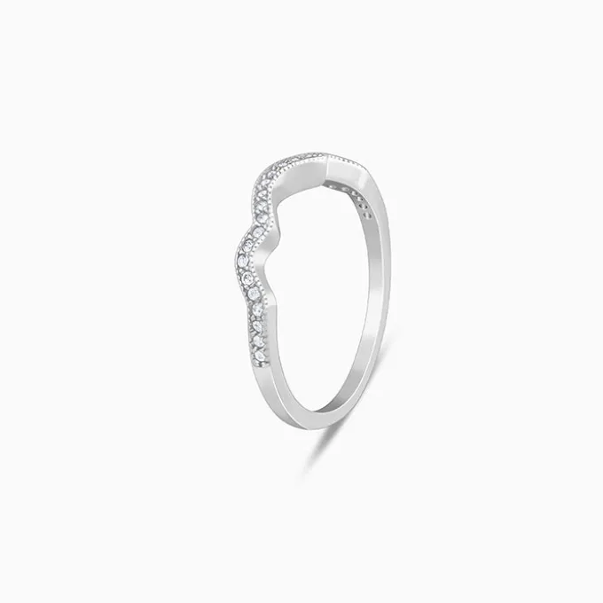 Silver Shinning Wave Ring