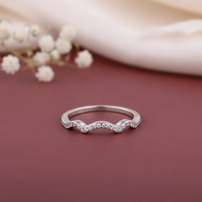 Silver Shinning Wave Ring