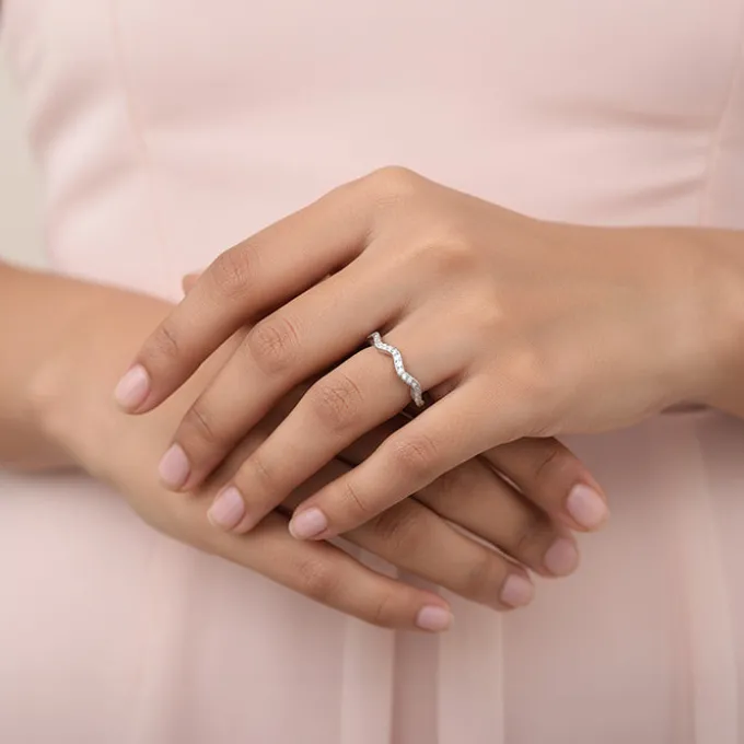 Silver Shinning Wave Ring