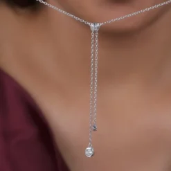 Silver Shinny Beauty Lariat Necklace