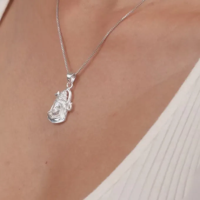 Silver Shiva Pendant with Box Chain