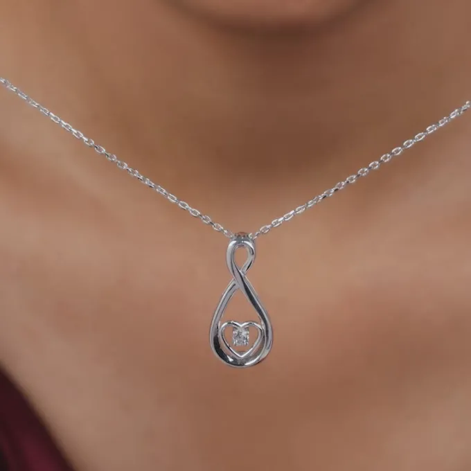 Silver Showing Love Pendant With Link Chain