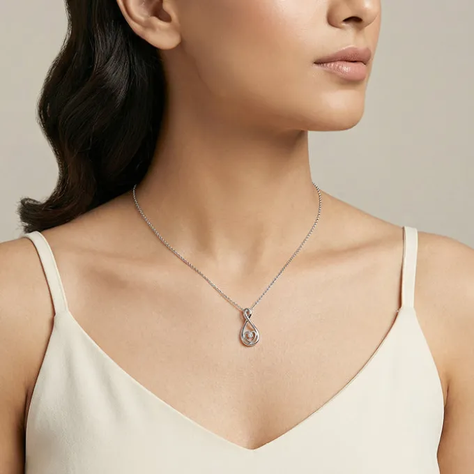 Silver Showing Love Pendant With Link Chain