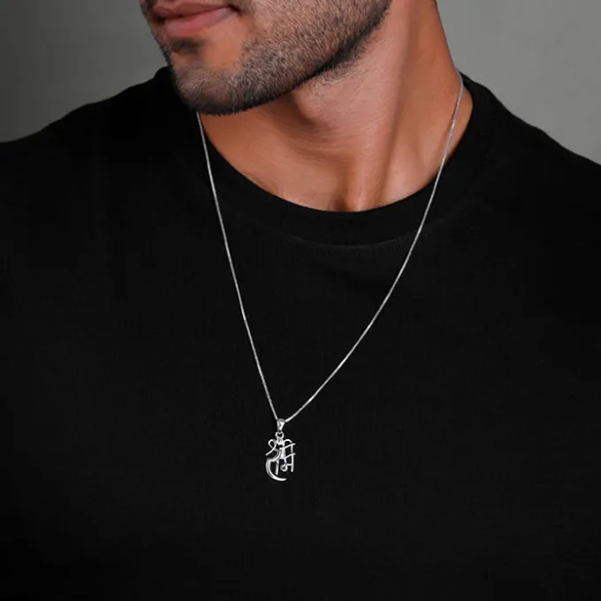 Silver Shree Ram Pendant with Link Chain For Him