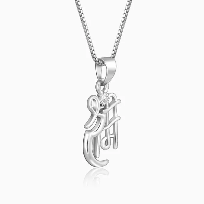 Silver Shree Ram Pendant with Link Chain For Him