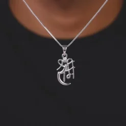 Silver Shree Ram Pendant with Link Chain For Him