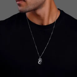 Silver Shree Ram Pendant with Box Chain For Him