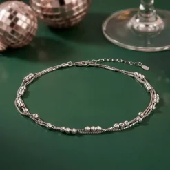 Silver Silence Layered Anklet