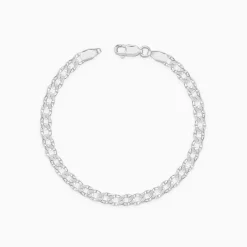 Silver Sleek Iced Bracelet For Him