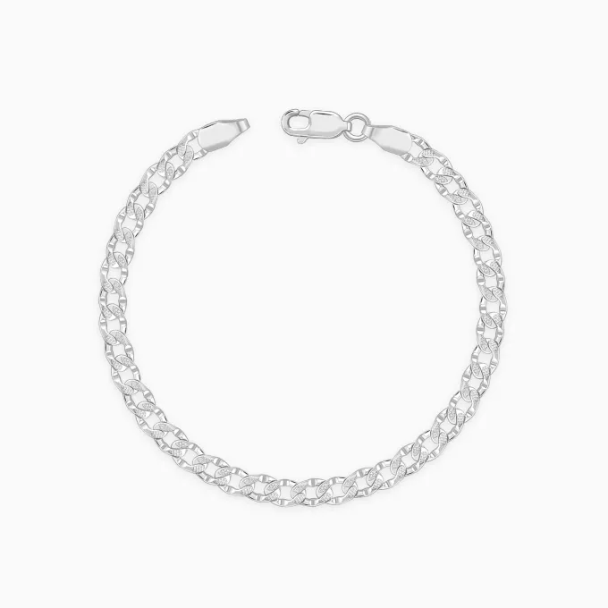 Silver Sleek Iced Bracelet For Him