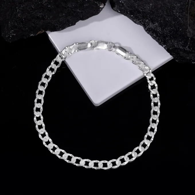 Silver Sleek Iced Bracelet For Him