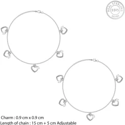 Silver Small Heart Charm Anklet