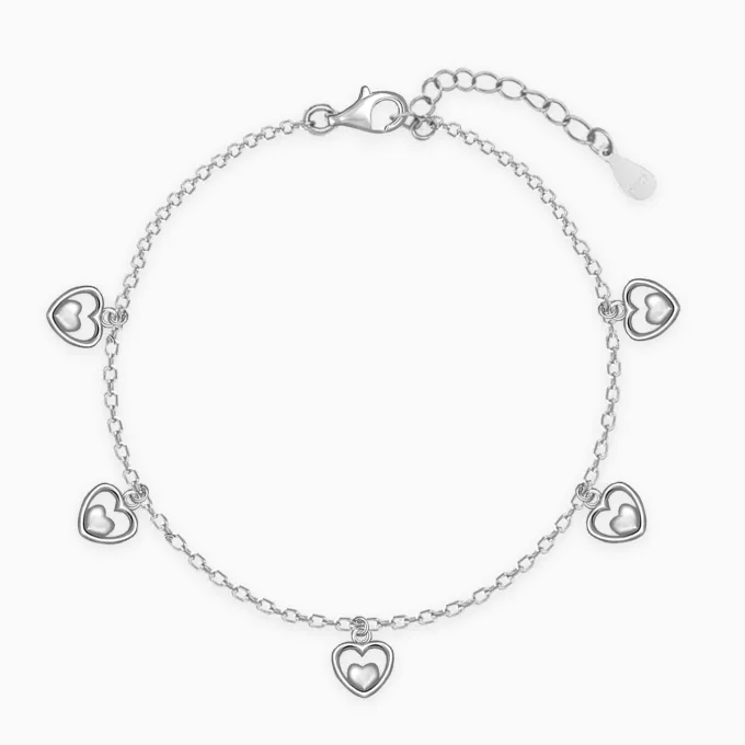 Silver Small Heart Charm Bracelet