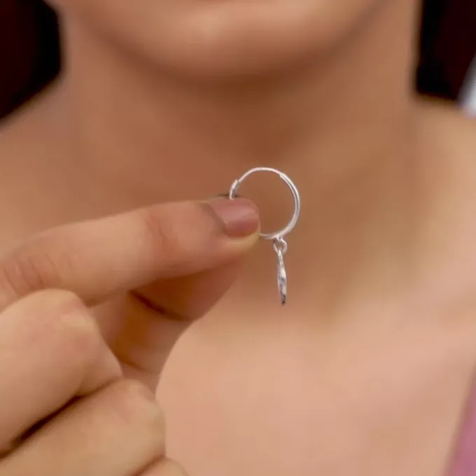 Silver Small Heart Drop Earrings