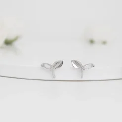 Silver Small Leaf Earrings