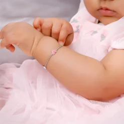 Silver Smiley Love Kids Bracelet (0 - 2 Years)