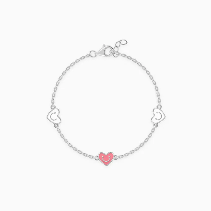 Silver Smiley Love Kids Bracelet (0 - 2 Years)