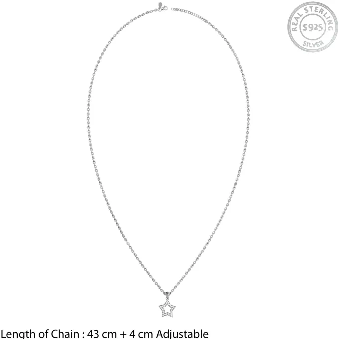 Silver Snowflake Bloom Pendant with Link Chain