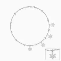 Silver Snowflake Charm Anklet