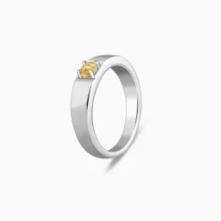 Silver Solitaire Citrine Ring For Him