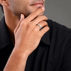 Silver Solitaire Citrine Ring For Him