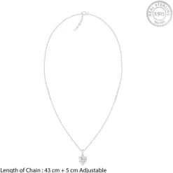 Silver Solitaire Heart Pendant with Link Chain