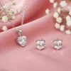 Silver Solitaire Heart Set with Link Chain