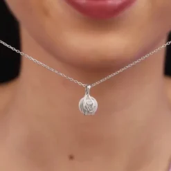 Silver Soul Pearl Pendant With Link Chain