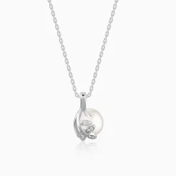 Silver Soul Pearl Pendant With Link Chain