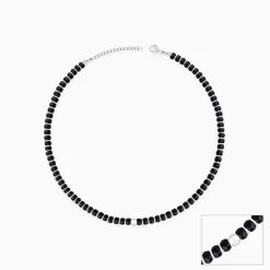 Silver Soul Spirit Black Bead Anklet
